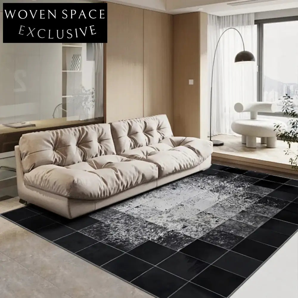 Italian Luxury Black White Abstract Area Rug Modern Living Room Bedroom Carpet