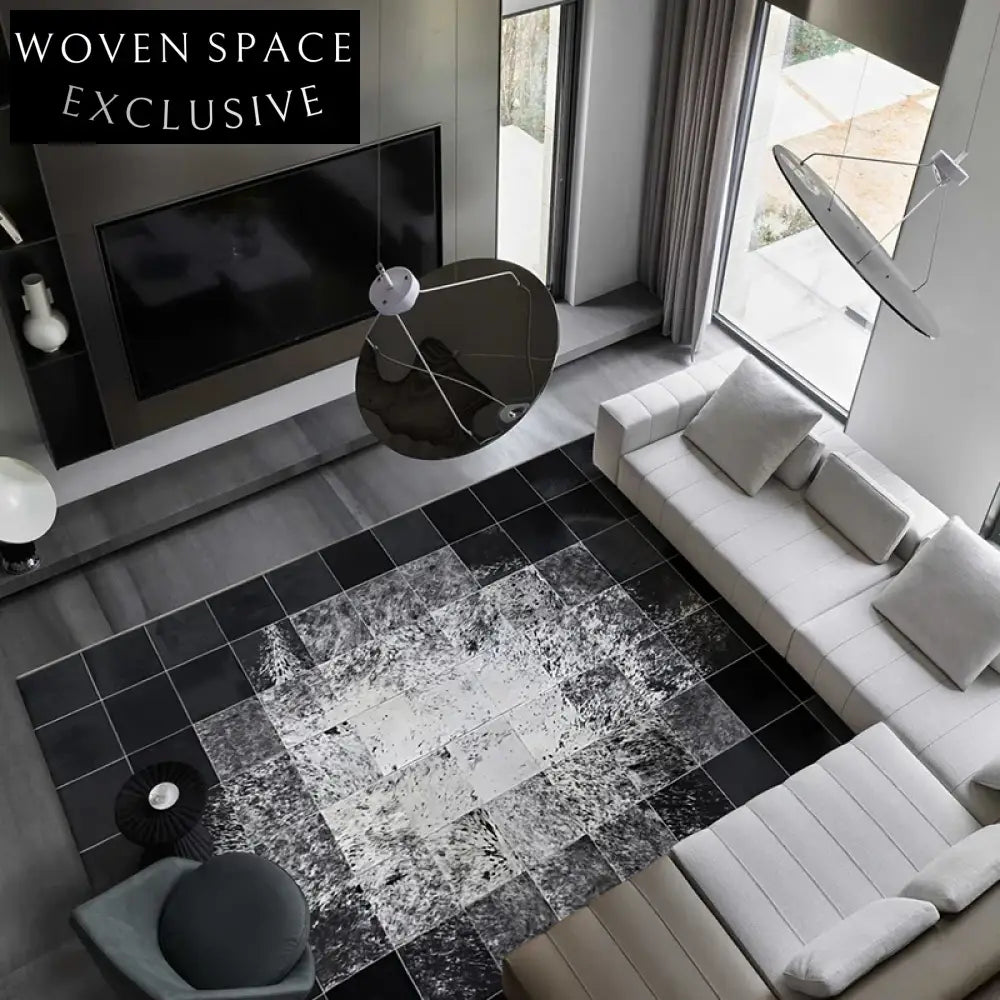 Italian Luxury Black White Abstract Area Rug Modern Living Room Bedroom Carpet