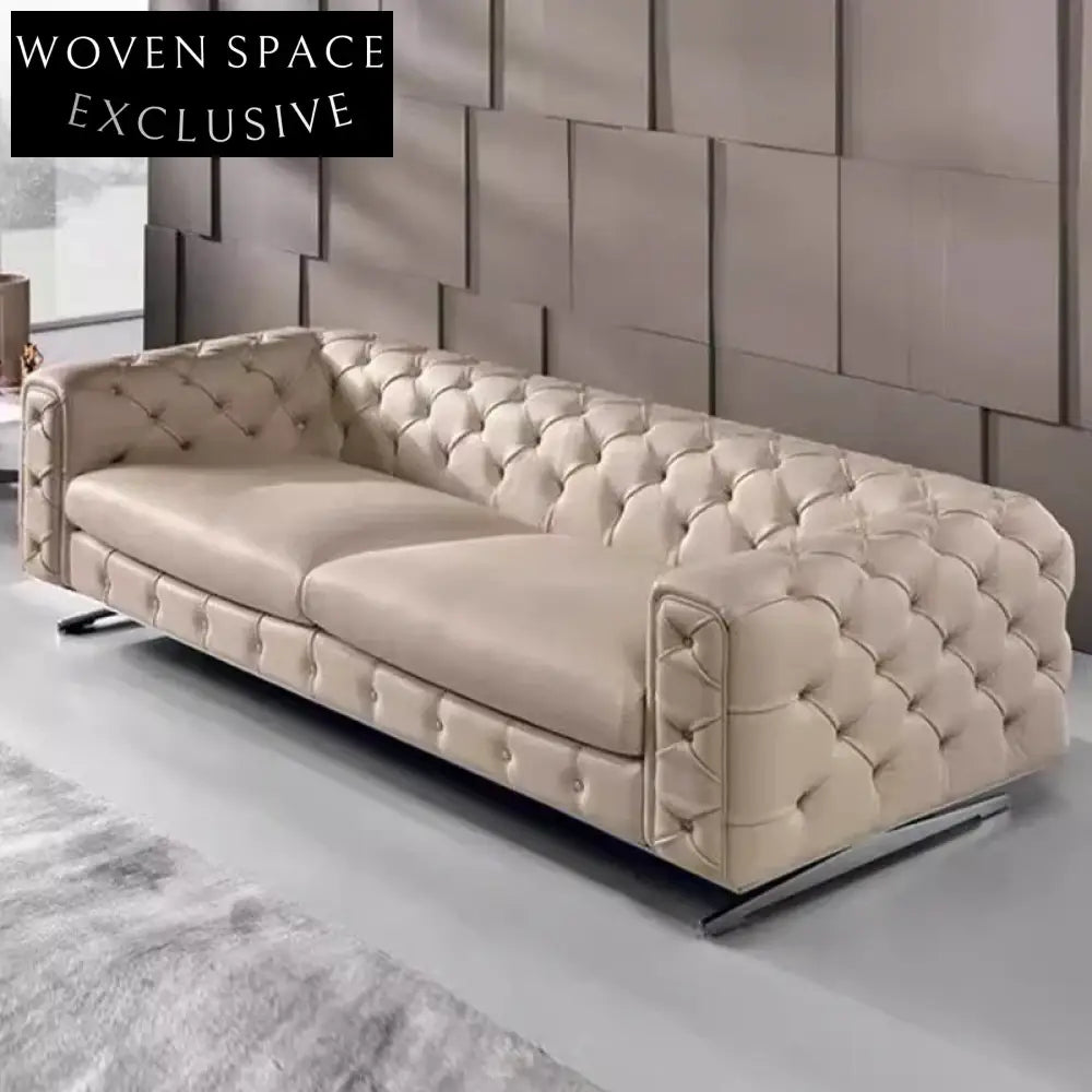 Italian Luxury Chesterfield Sectional Sofa Durable PU Leather for Living Room