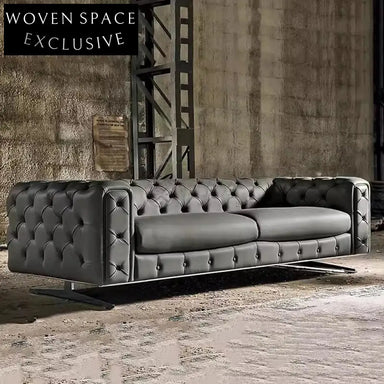 Italian Luxury Chesterfield Sectional Sofa Durable PU Leather for Living Room
