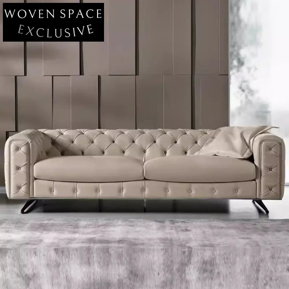 Italian Luxury Chesterfield Sectional Sofa Durable PU Leather for Living Room