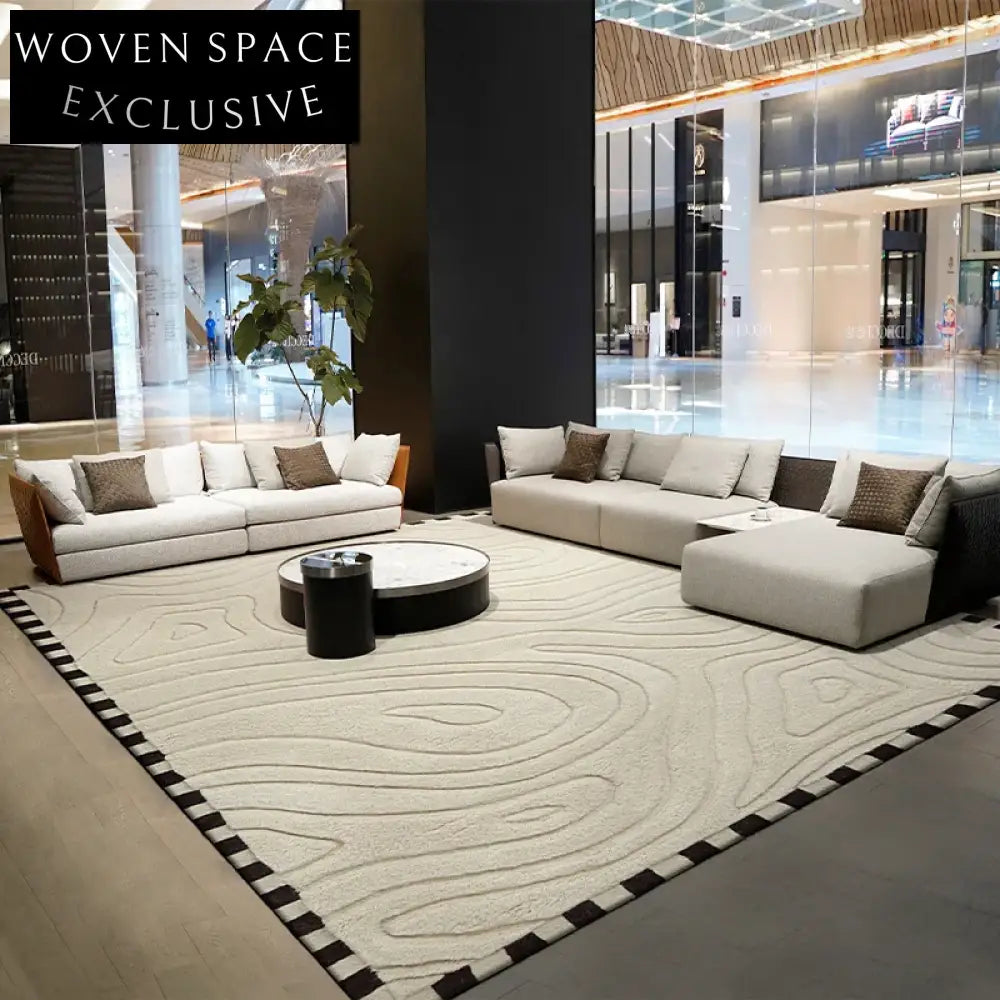 Italian Luxury Cream Geometric Pattern Modern Minimalist Area Rug