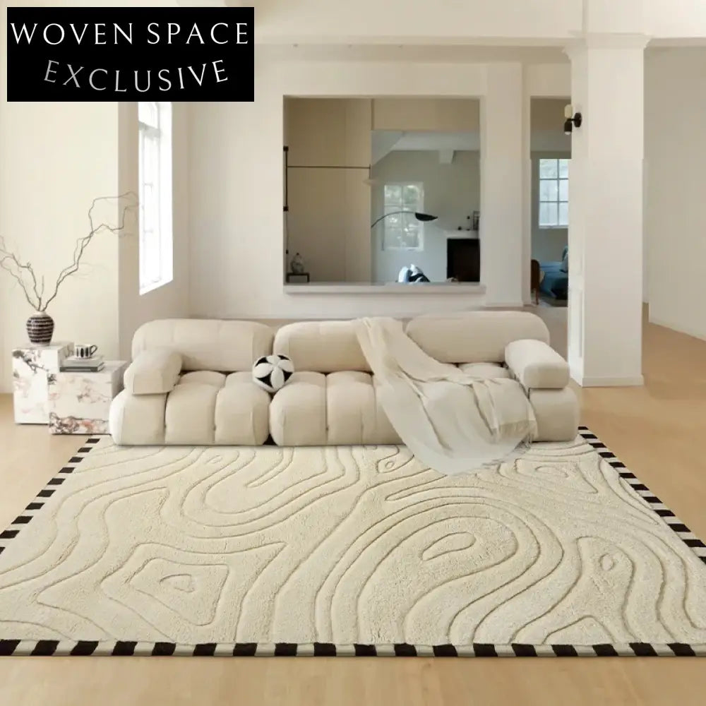 Italian Luxury Cream Geometric Pattern Modern Minimalist Area Rug