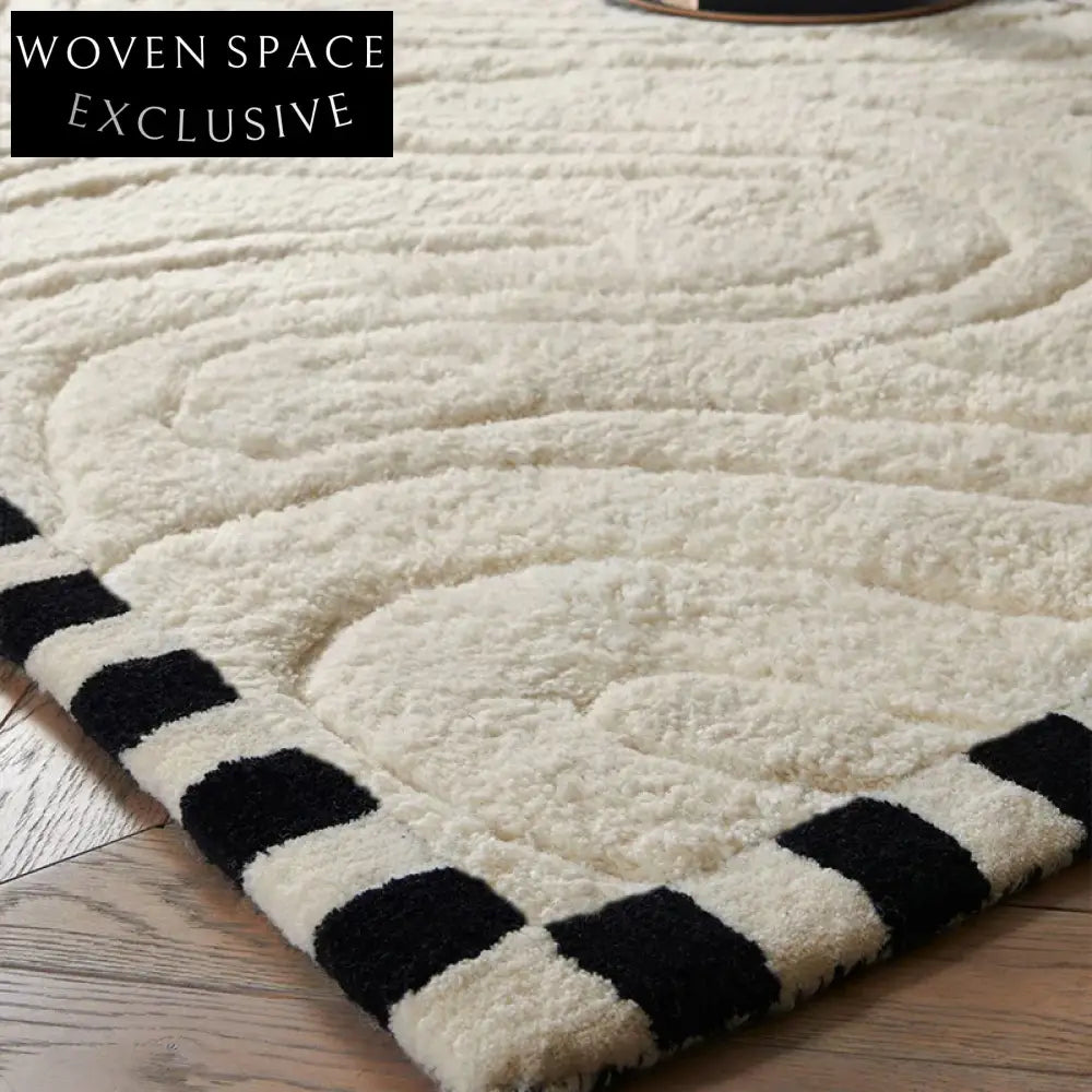 Italian Luxury Cream Geometric Pattern Modern Minimalist Area Rug