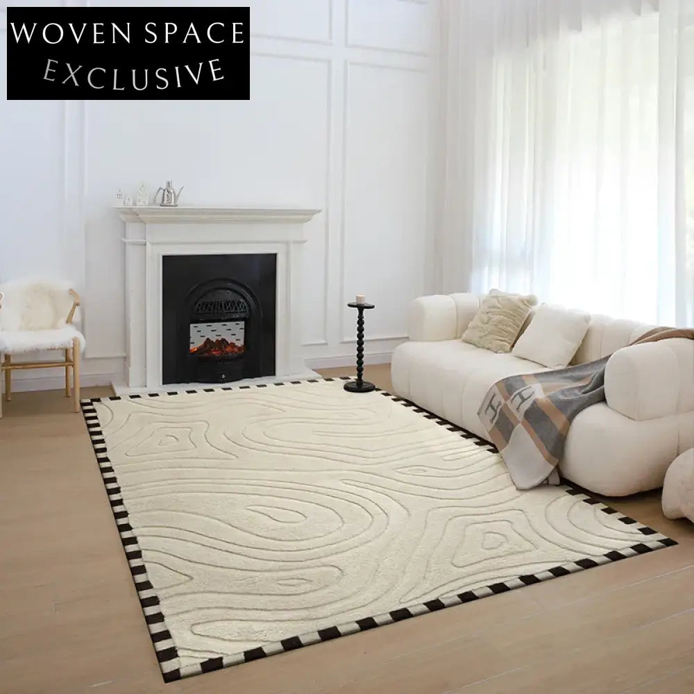 Italian Luxury Cream Geometric Pattern Modern Minimalist Area Rug