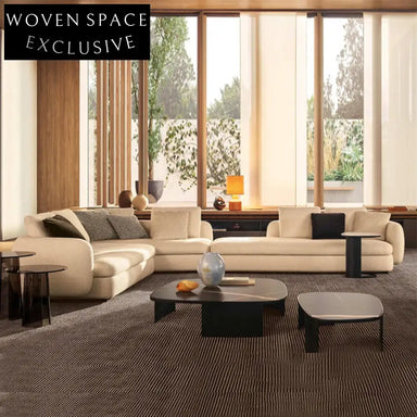 Italian Luxury Curved Corner Fabric Upholstered Recliner Sectional Sofa