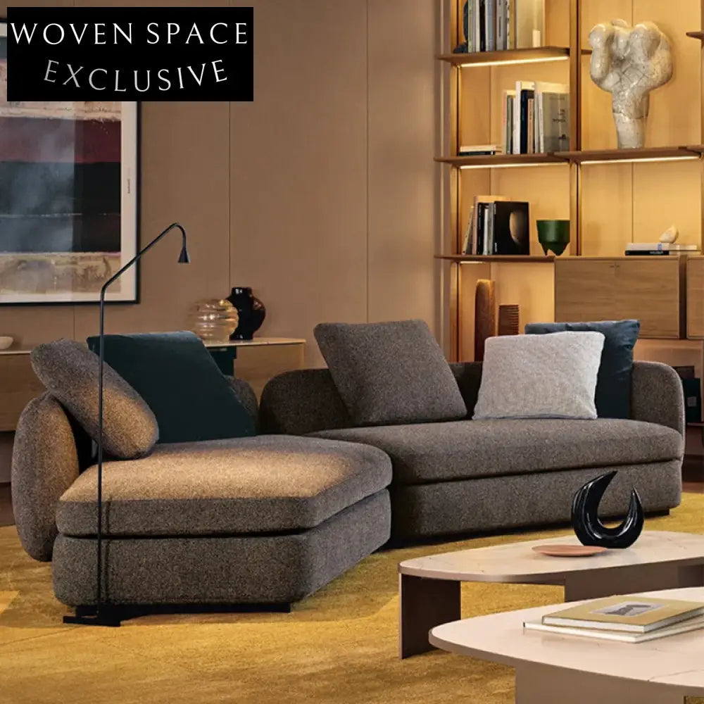 Italian Luxury Curved Corner Fabric Upholstered Recliner Sectional Sofa