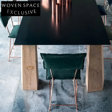 Italian Luxury Designer Fabric Dining Chair, Metal Frame, Minimalist Armless Seat