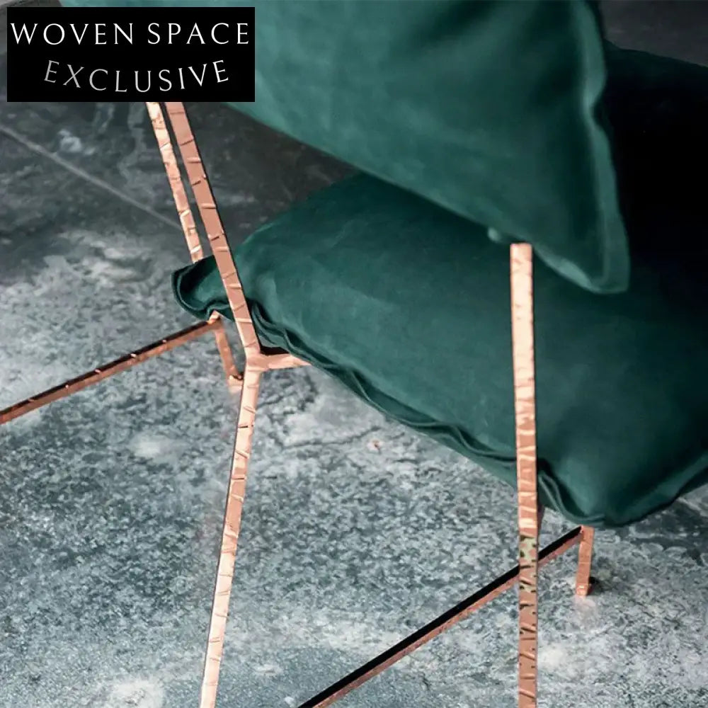 Italian Luxury Designer Fabric Dining Chair, Metal Frame, Minimalist Armless Seat