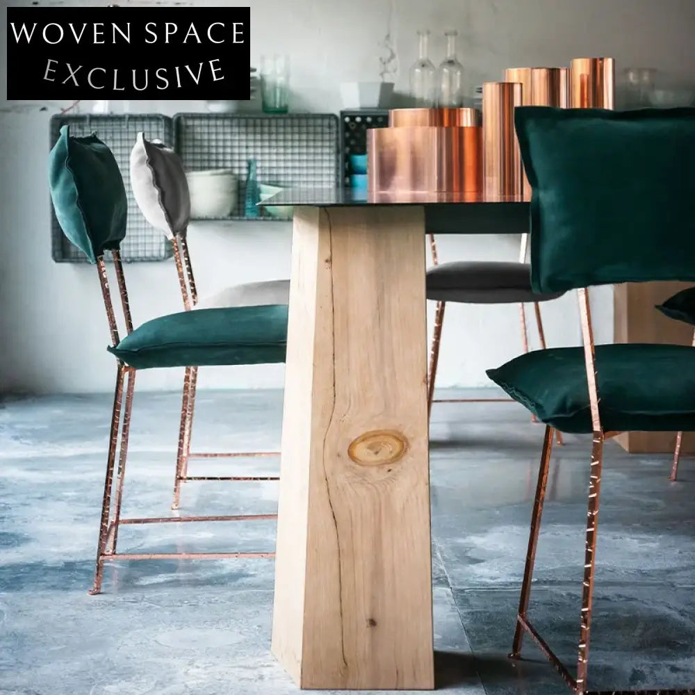 Italian Luxury Designer Fabric Dining Chair, Metal Frame, Minimalist Armless Seat