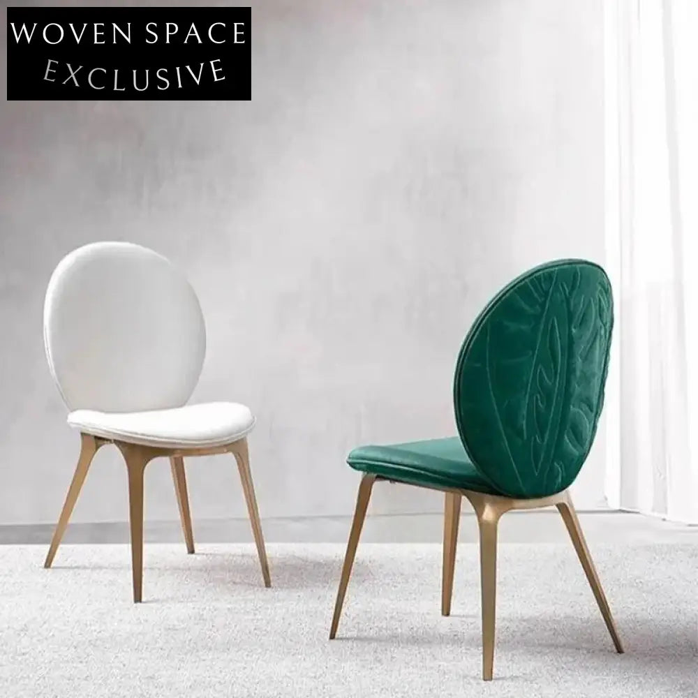 Italian Luxury Fabric Dining Chair with Brushed Stainless Steel Legs & Soft Seat Cushion