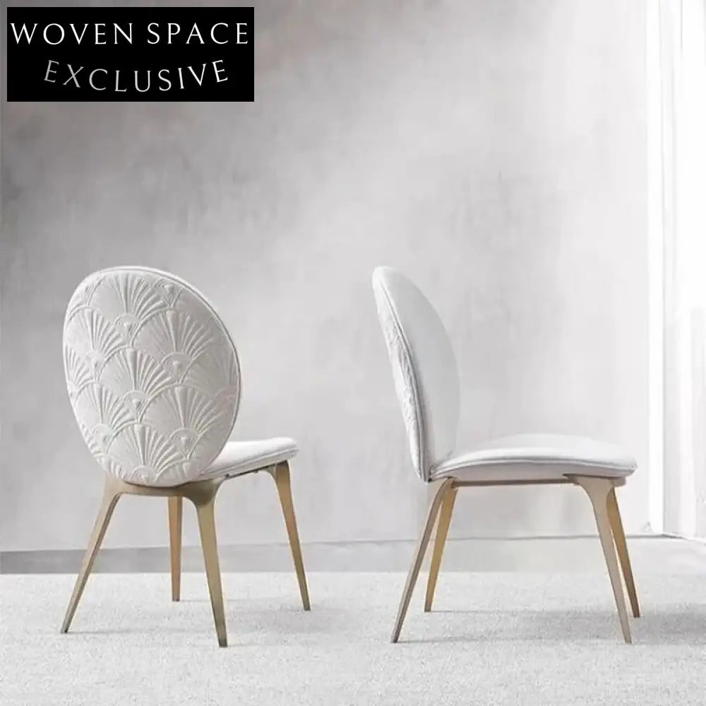 Italian Luxury Fabric Dining Chair with Brushed Stainless Steel Legs & Soft Seat Cushion