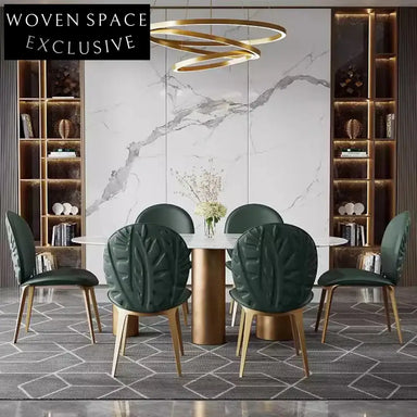 Italian Luxury Fabric Dining Chair with Brushed Stainless Steel Legs & Soft Seat Cushion