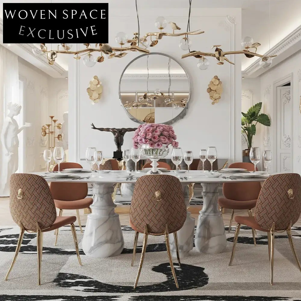 Italian Luxury Fabric Dining Chair with Metal Legs, Sponge Seat, Leisure Chair