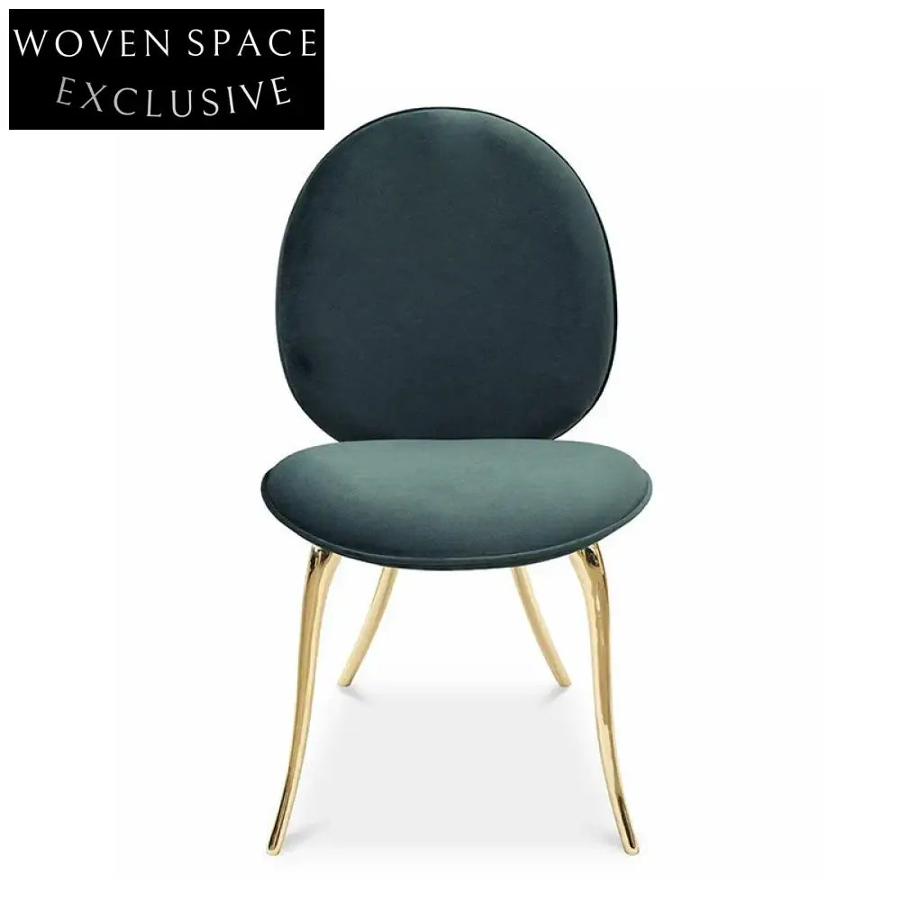 Italian Luxury Fabric Dining Chair with Metal Legs, Sponge Seat, Leisure Chair