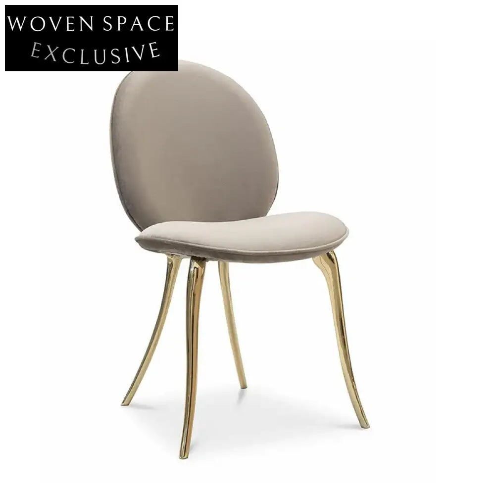 Italian Luxury Fabric Dining Chair with Metal Legs, Sponge Seat, Leisure Chair
