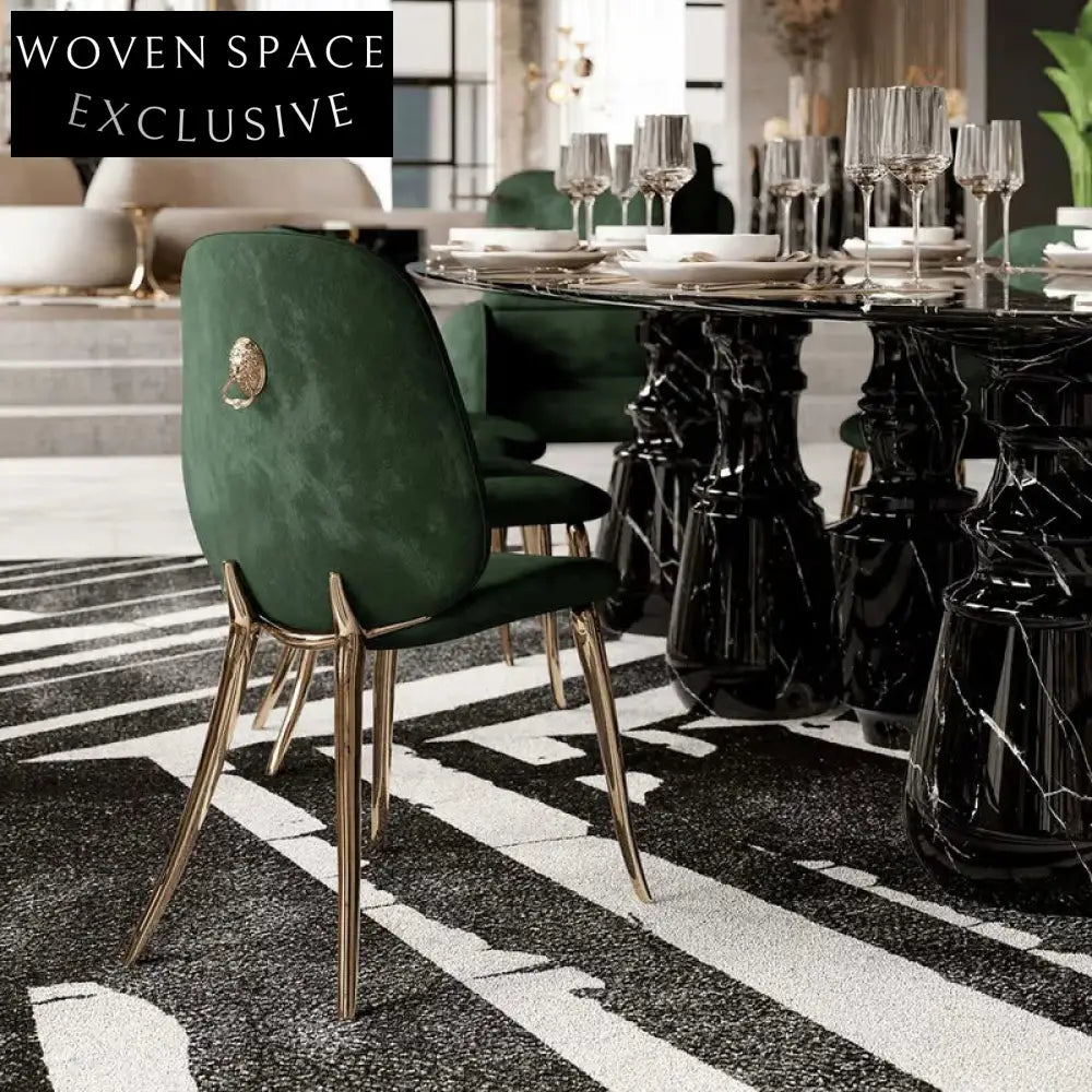 Italian Luxury Fabric Dining Chair with Metal Legs, Sponge Seat, Leisure Chair