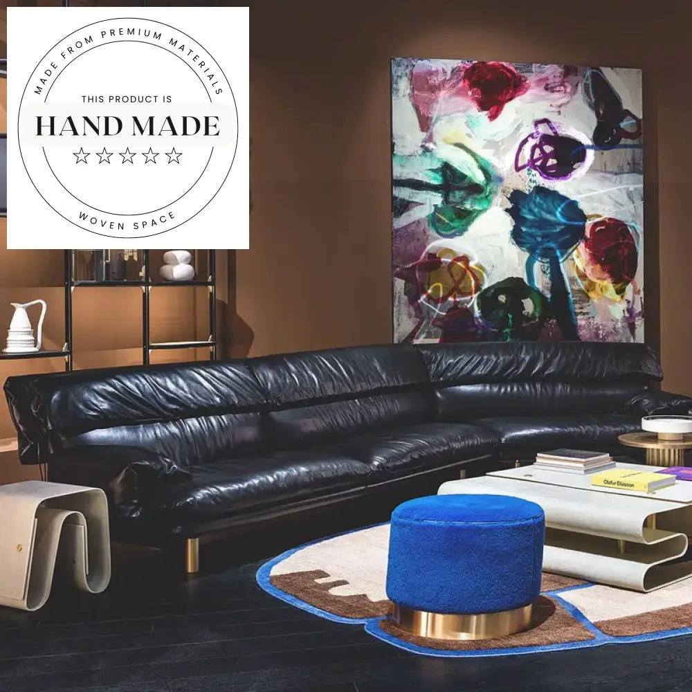 Italian Luxury Frosted Fabric Curved Sectional Down Filled Villa Sofa