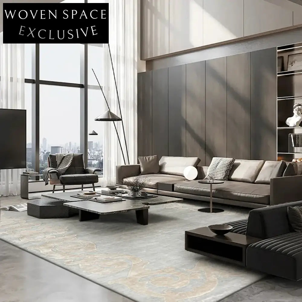 Italian Luxury Geometric Hand-Tufted Tencel Carpet for Modern Living Room Bedroom