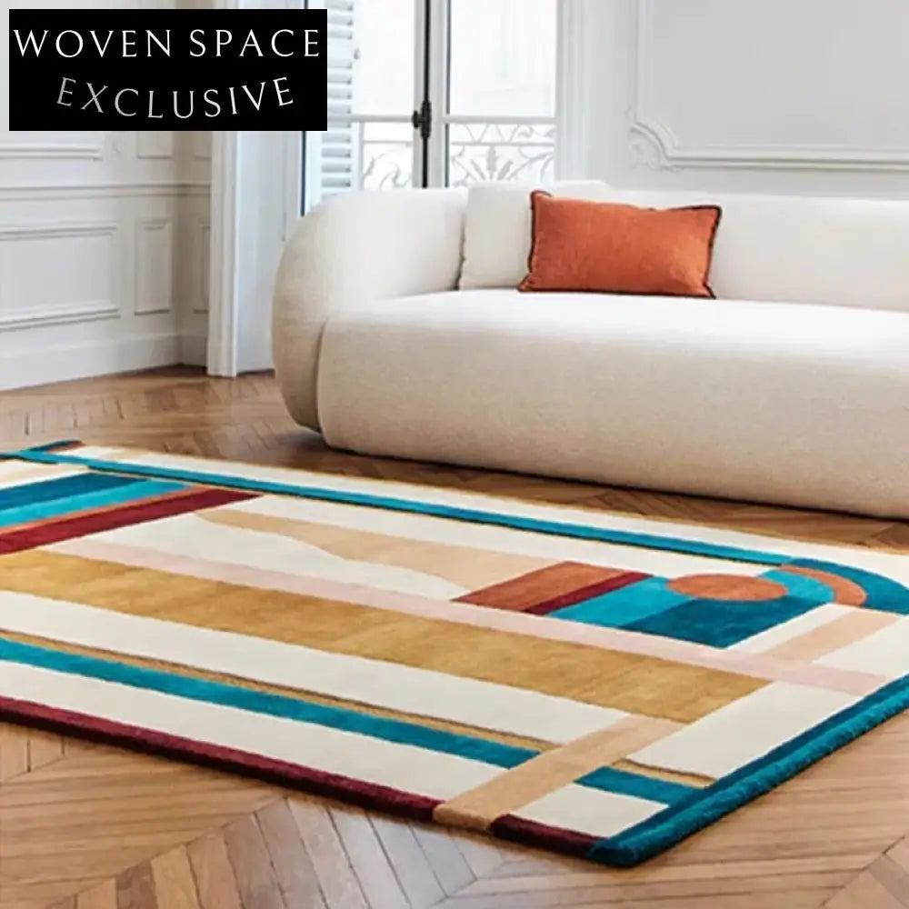 Italian Luxury Handmade Geometric Polyester Modern Living Room Bedroom Area Rug