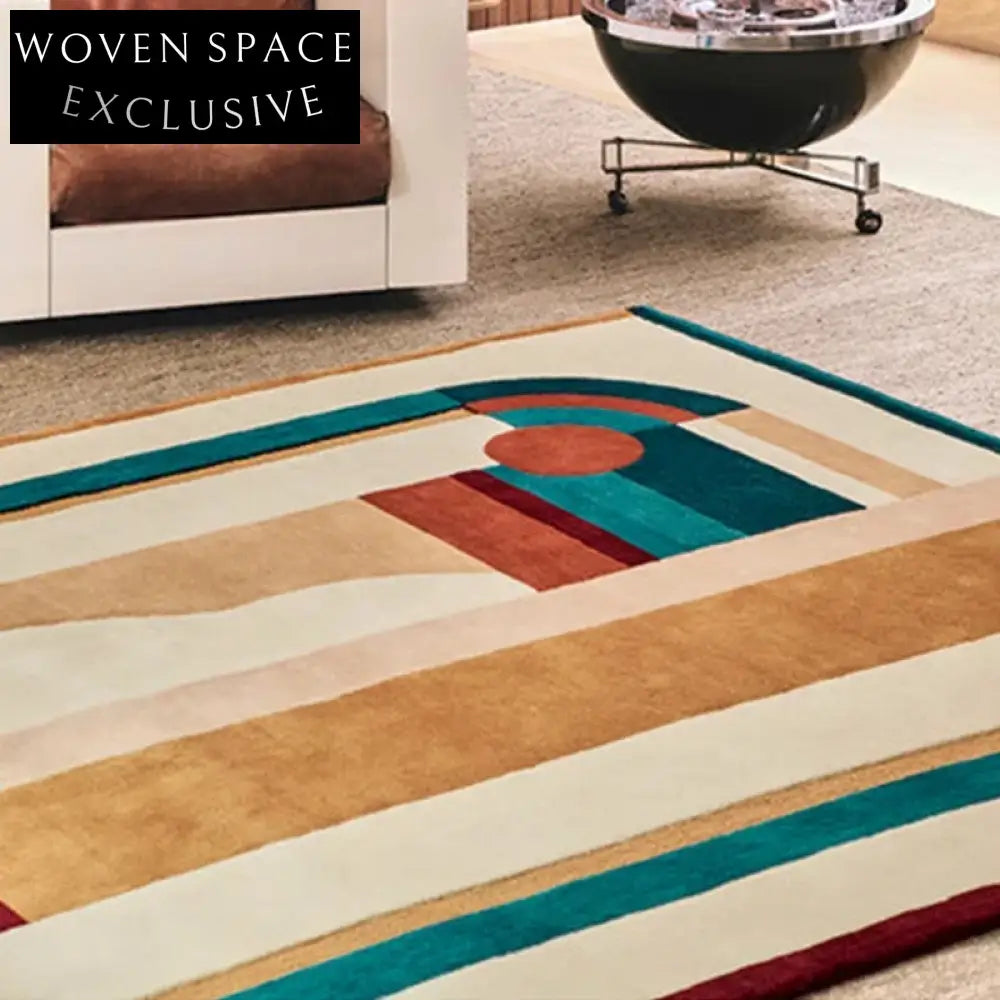 Italian Luxury Handmade Geometric Polyester Modern Living Room Bedroom Area Rug