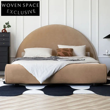 Italian Luxury Hotel Style Velvet Fabric Upholstered Bed Frame Metal Legs