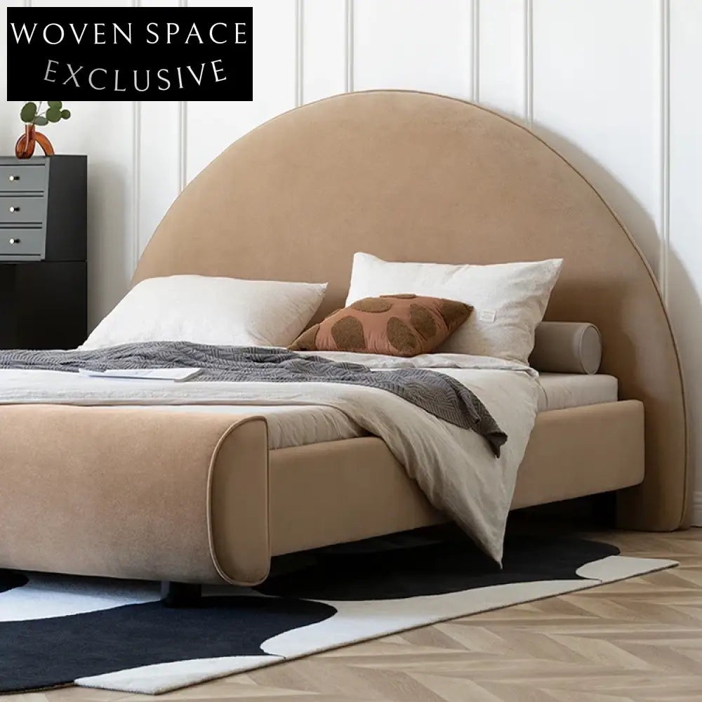 Italian Luxury Hotel Style Velvet Fabric Upholstered Bed Frame Metal Legs