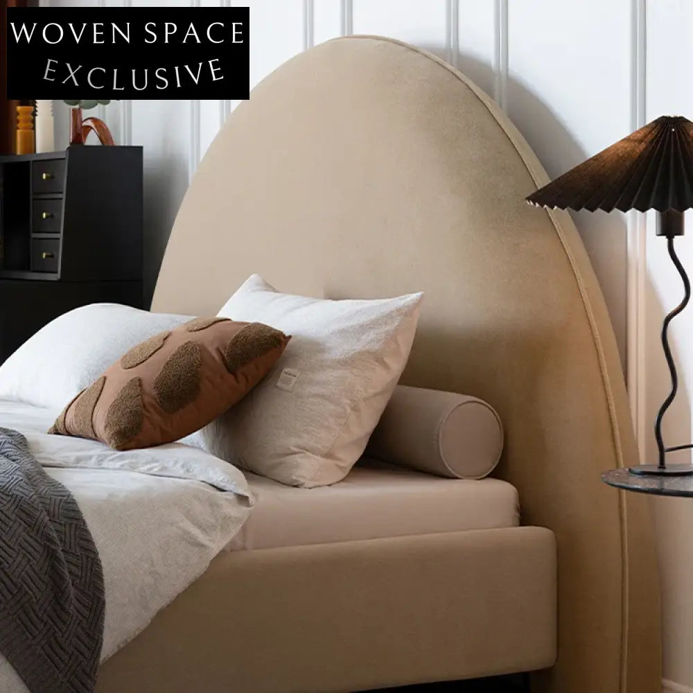 Italian Luxury Hotel Style Velvet Fabric Upholstered Bed Frame Metal Legs