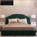 Italian Luxury King Size Pine Wood Bed with Frosted Fabric Upholstery