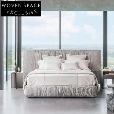 Italian Luxury King Size Solid Wood Linen Fabric Modern Bed