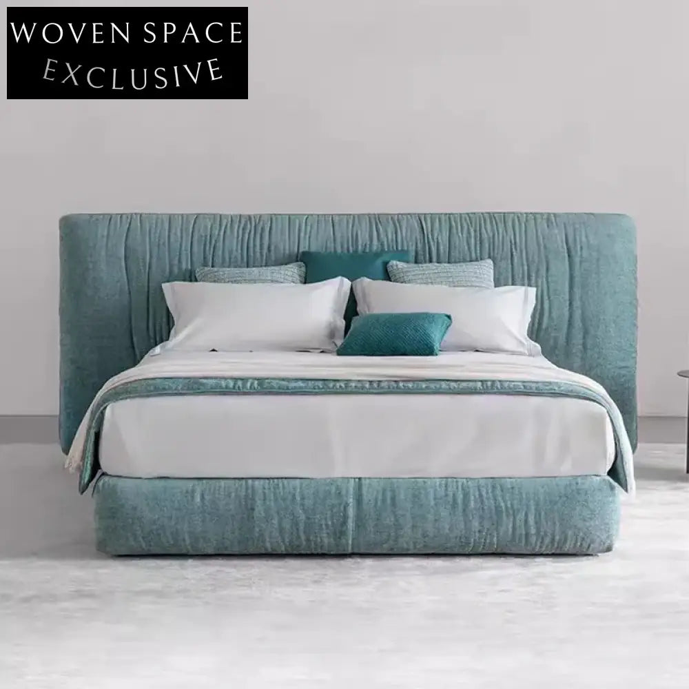 Italian Luxury King Size Solid Wood Linen Fabric Modern Bed