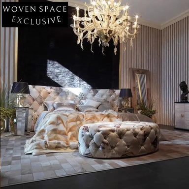 Italian Luxury Leopard Print Velvet Upholstered Queen King Size Bed