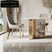 Italian Luxury Marble Dining Table Set with Golden Steel Base