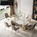 Italian Luxury Marble Dining Table Set with Golden Steel Base