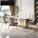Italian Luxury Marble Dining Table Set with Golden Steel Base