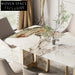 Italian Luxury Marble Dining Table Set with Golden Steel Base