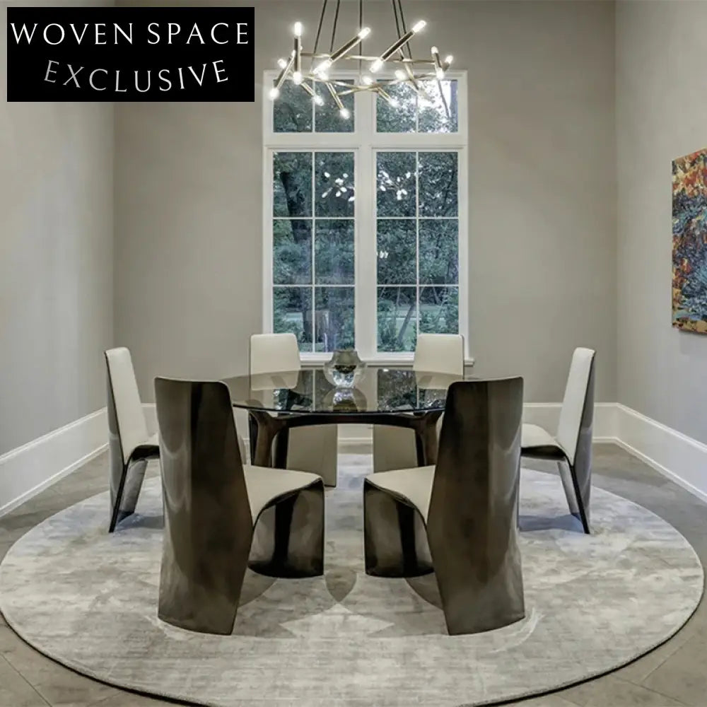 Italian Luxury Modern High Back Metal Leg Leather Upholstered Dining Chair