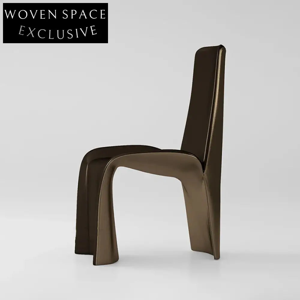 Italian Luxury Modern High Back Metal Leg Leather Upholstered Dining Chair