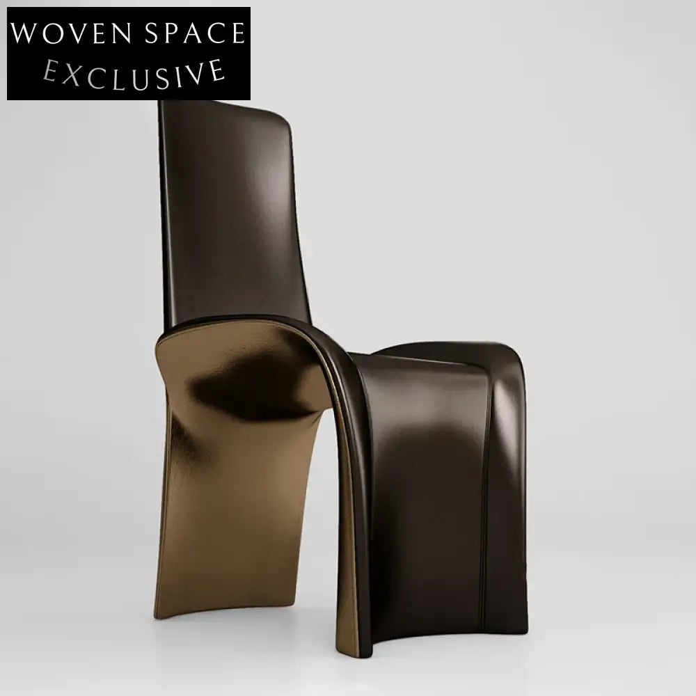 Italian Luxury Modern High Back Metal Leg Leather Upholstered Dining Chair