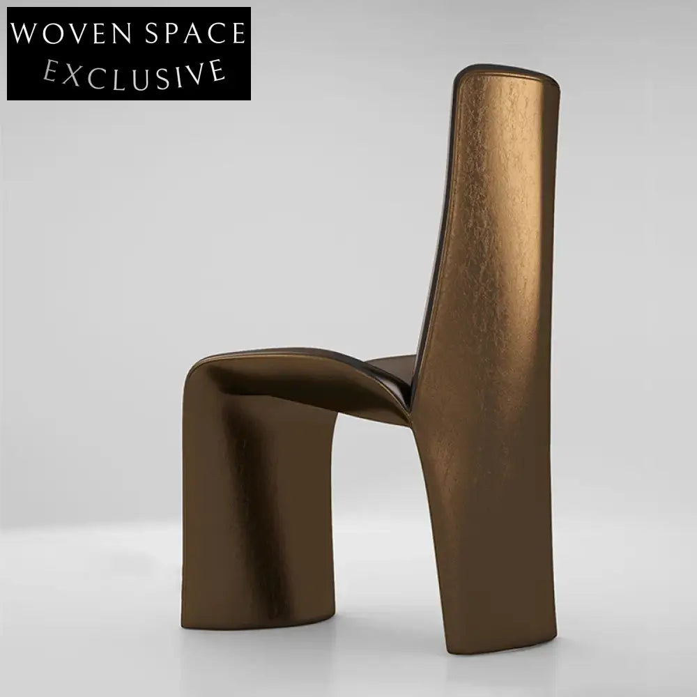 Italian Luxury Modern High Back Metal Leg Leather Upholstered Dining Chair