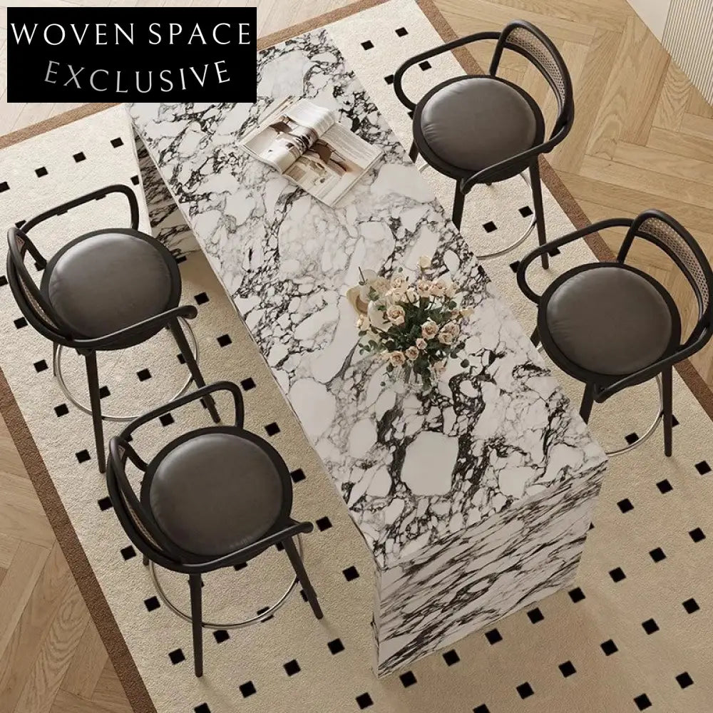 Italian Luxury Natural Marble Round High Bar Dining Table for Kitchen