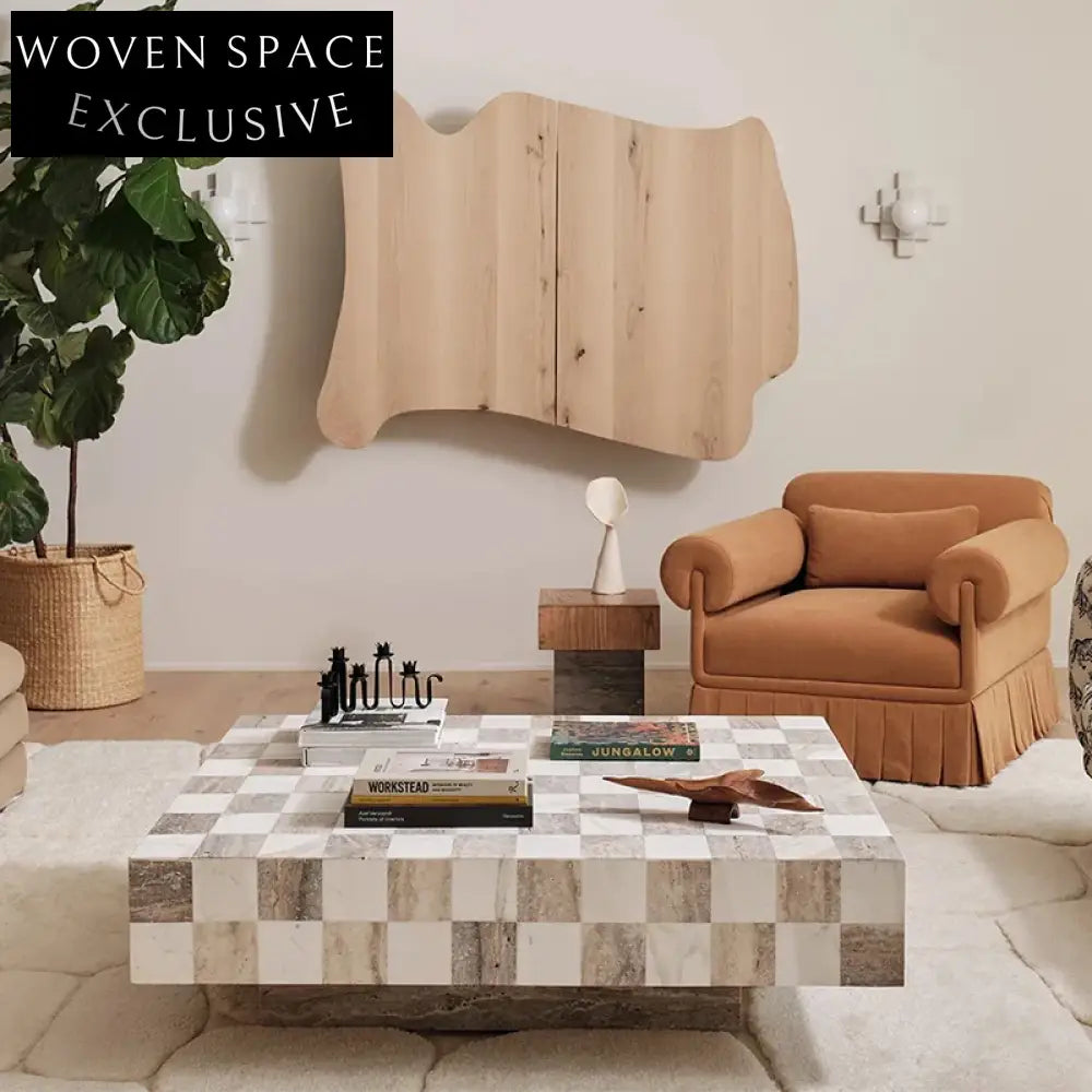 Italian Luxury Natural Marble Square Coffee Table for Modern Living Rooms