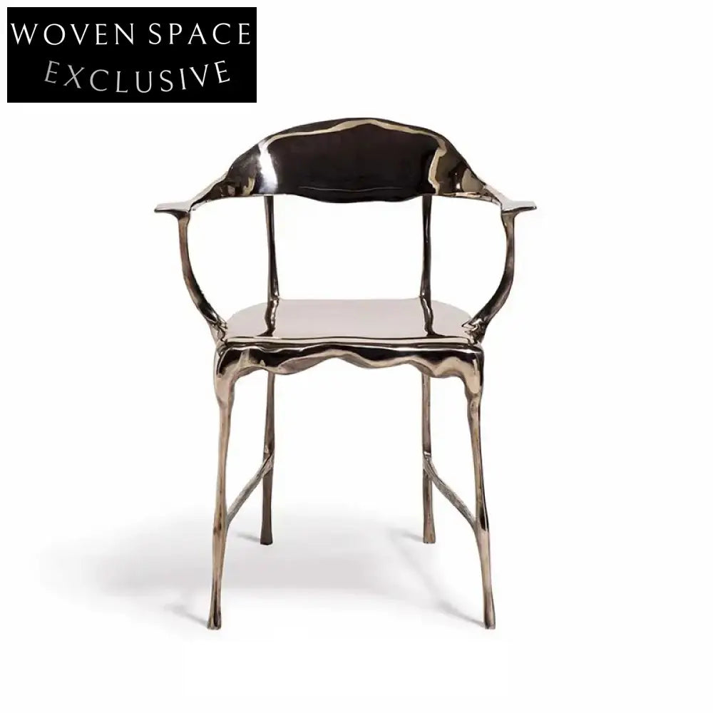 Italian Luxury Pure Copper Dining Chair for High-End Home Restaurant Villa