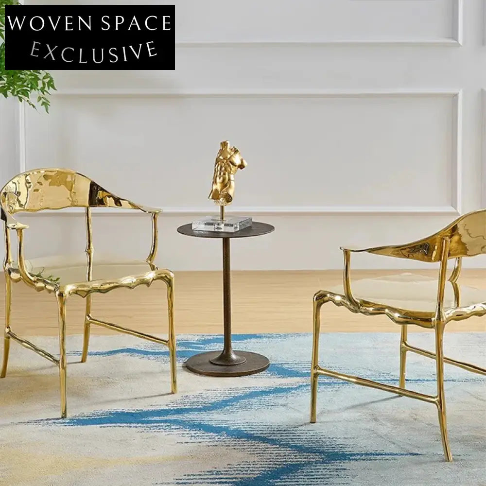 Italian Luxury Pure Copper Dining Chair for High-End Home Restaurant Villa