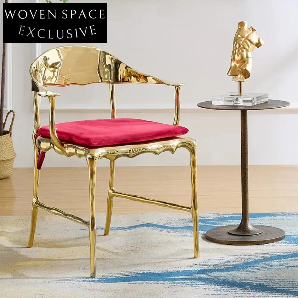 Italian Luxury Pure Copper Dining Chair for High-End Home Restaurant Villa