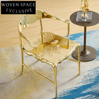 Italian Luxury Pure Copper Dining Chair for High-End Home Restaurant Villa