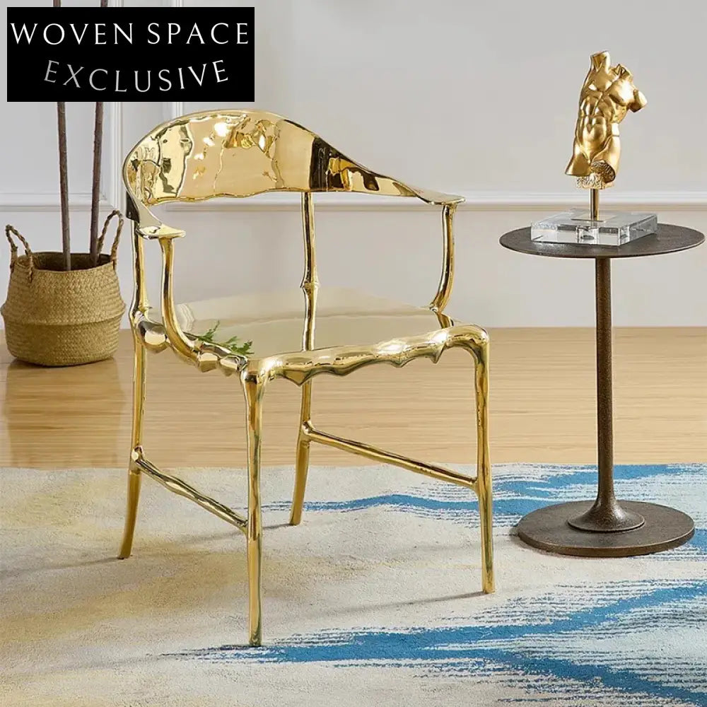 Italian Luxury Pure Copper Dining Chair for High-End Home Restaurant Villa