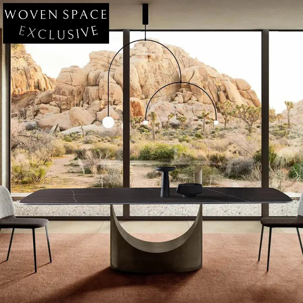 Italian Luxury Rectangle Sintered Stone Top Modern Durable Dining Table