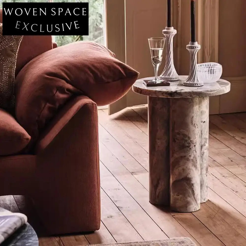 Italian Luxury Round Marble Coffee Side Table for Living Room, Hotel, Villa