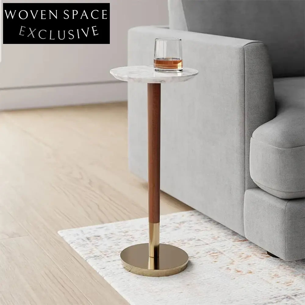 Italian Luxury Round Marble Top Sofa Side End Coffee Table